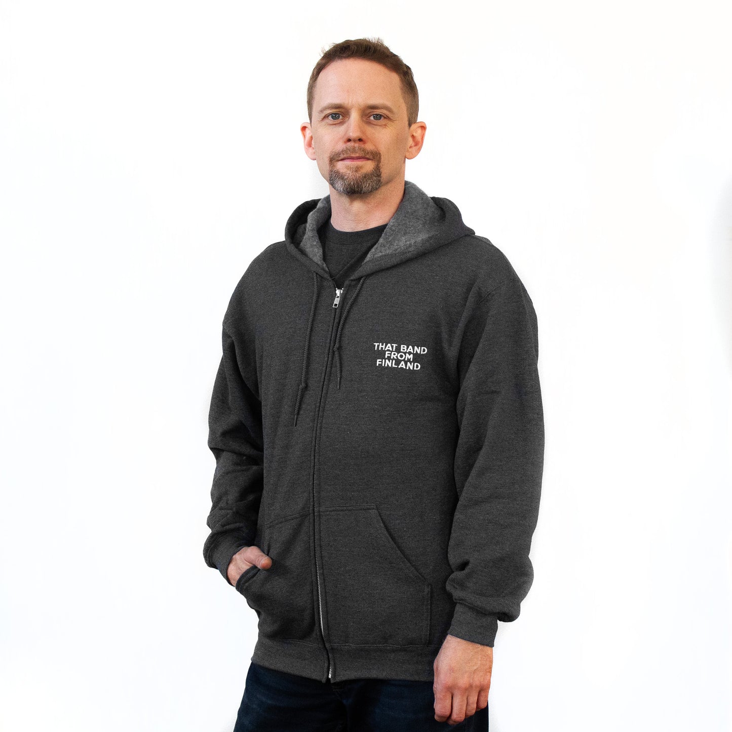 Unisex zip hoodie with embroidered logo