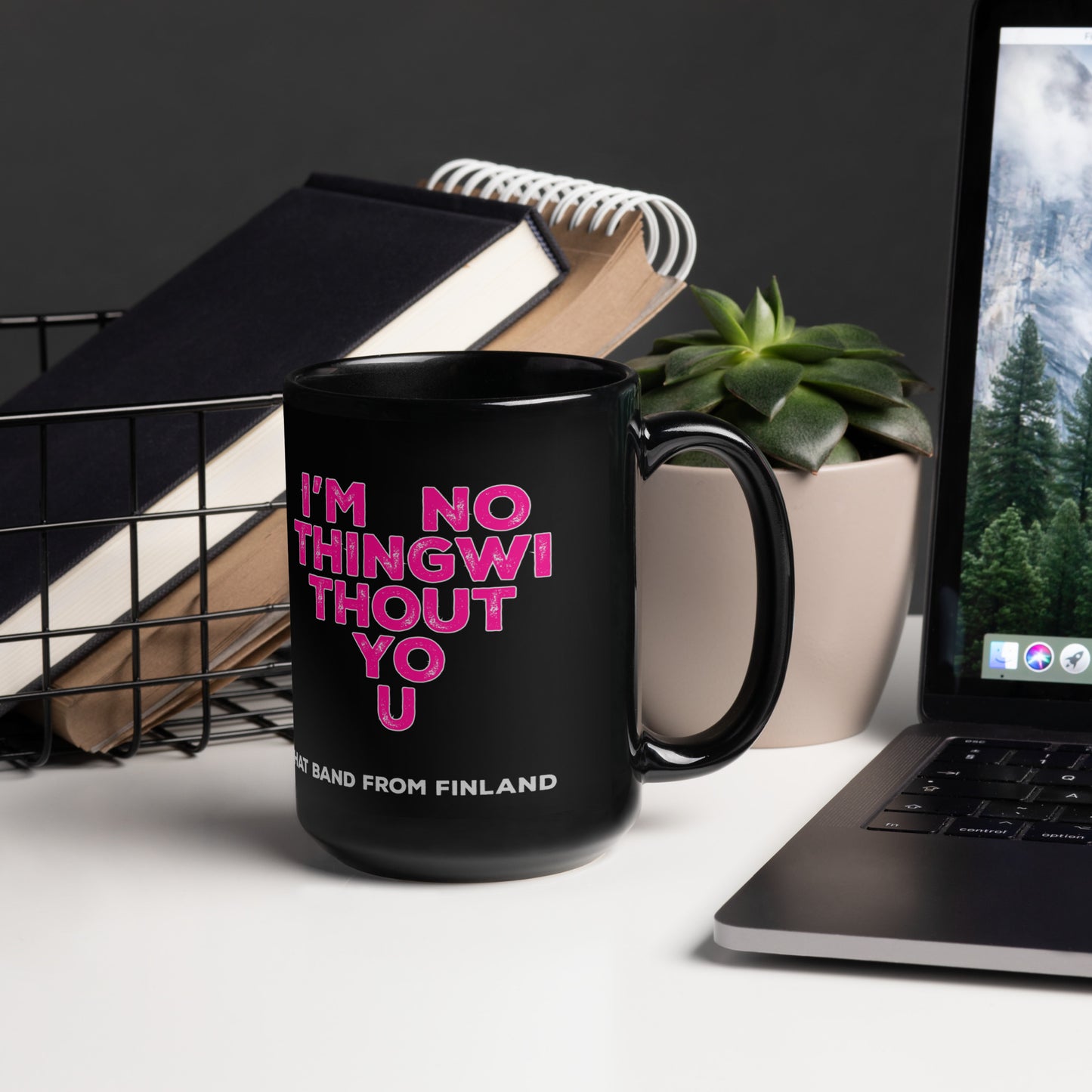 Black Glossy Mug / Nothing With You heart logo
