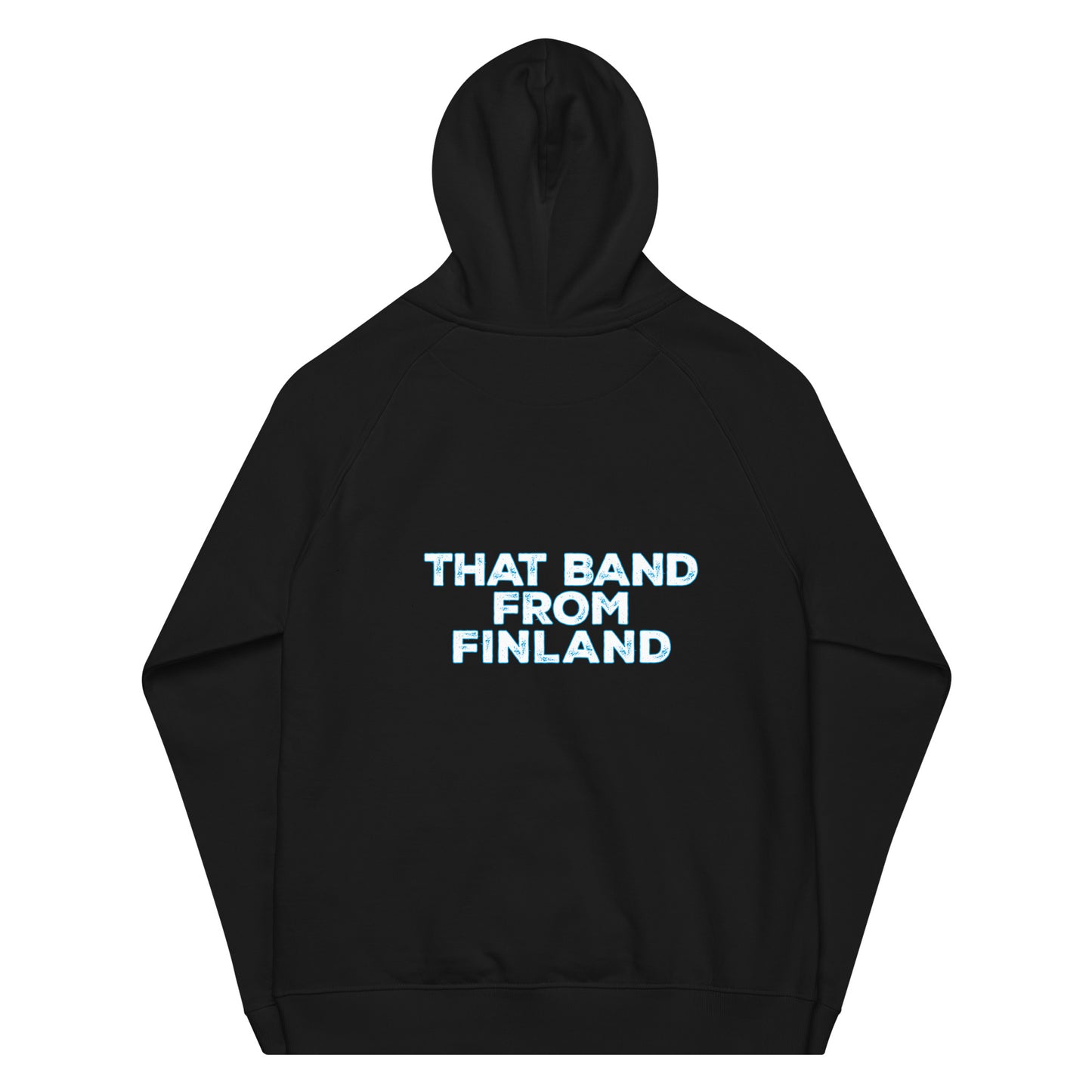 Unisex eco raglan hoodie / small TBFF logo on front, large logo on back