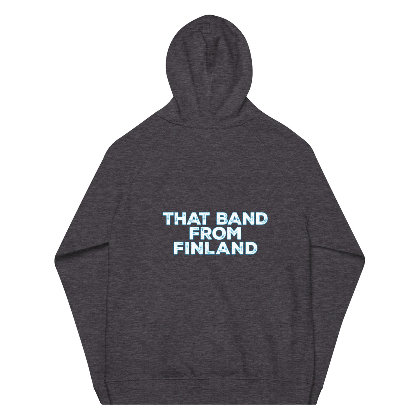 Unisex eco raglan hoodie / small TBFF logo on front, large logo on back